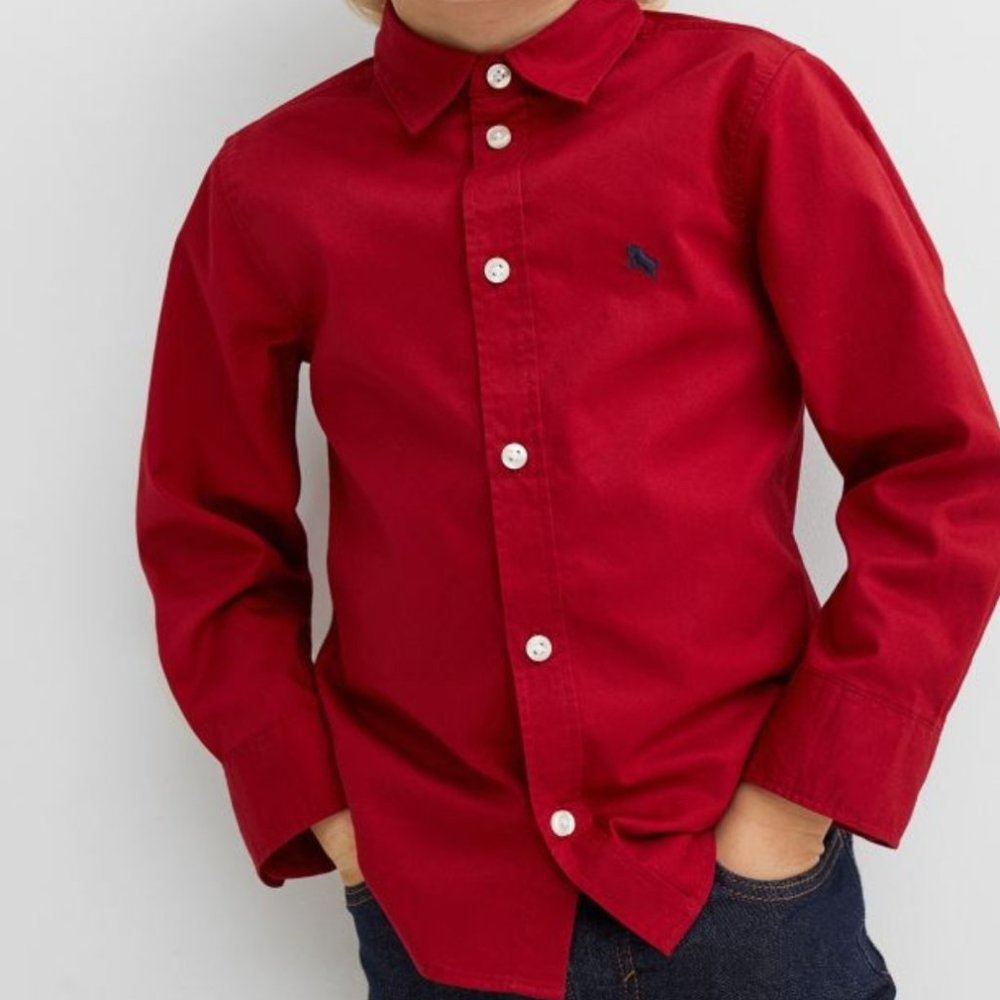 H&M Boy's Red Button Down Shirt Size US 4T  NWT